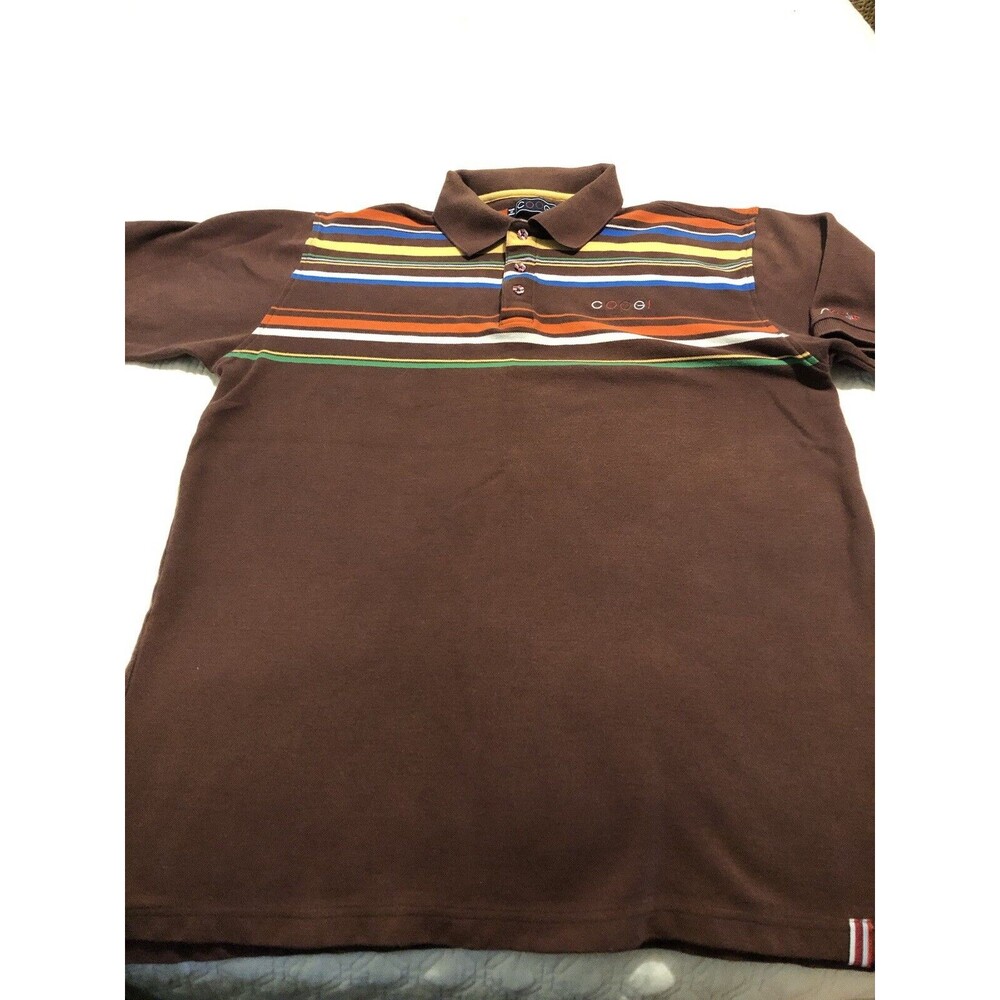 Vtg. 90s COOGI Short Sleeve Polo Shirt (Coogi Flash Backs) Quarter Strips XL